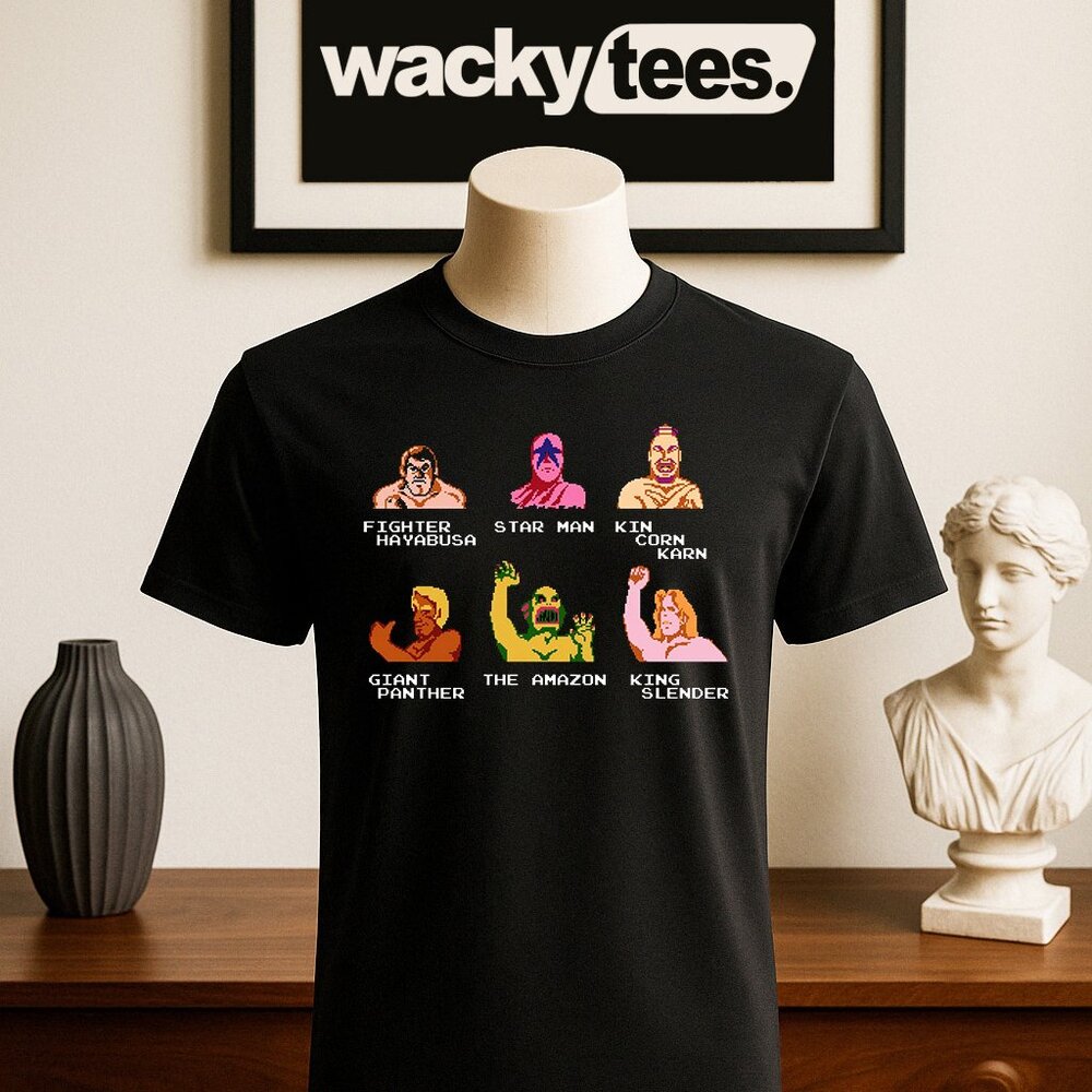 Pro Wrestling 8 Bit NES Game Choose Your Fighter Wrestler Style Graphic Shirt